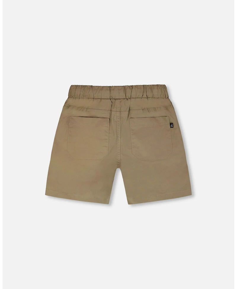 Deux par Toddler Boys Parachute Shorts with Patch Pockets Beige