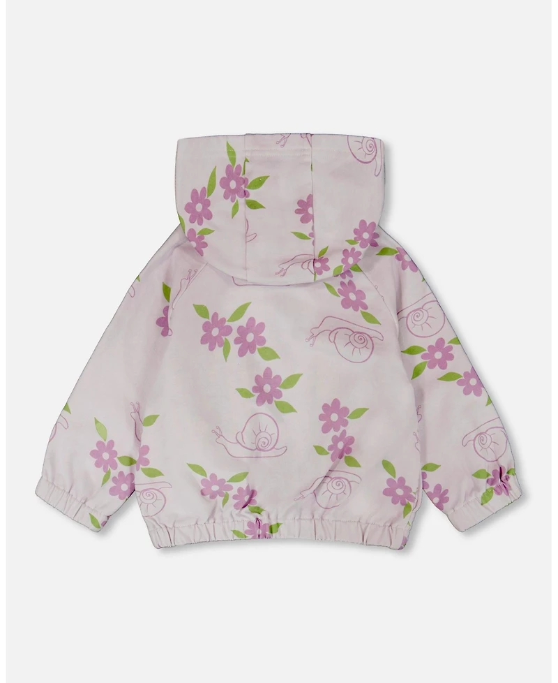 Deux par Big Girls French Terry Hooded Cardigan Lilac Snails Print