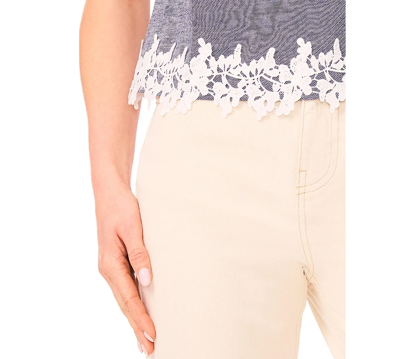 CeCe Women's Crew Neck Sleeveless Boxy Top