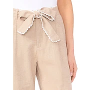 CeCe Women's Wide-Leg Bow Tie Cropped Pants
