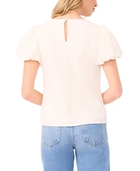 CeCe Women's Crew Neck Bubble-Sleeve Top