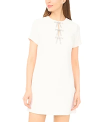 CeCe Women's Crew Neck Bow Detail Shirt Dress