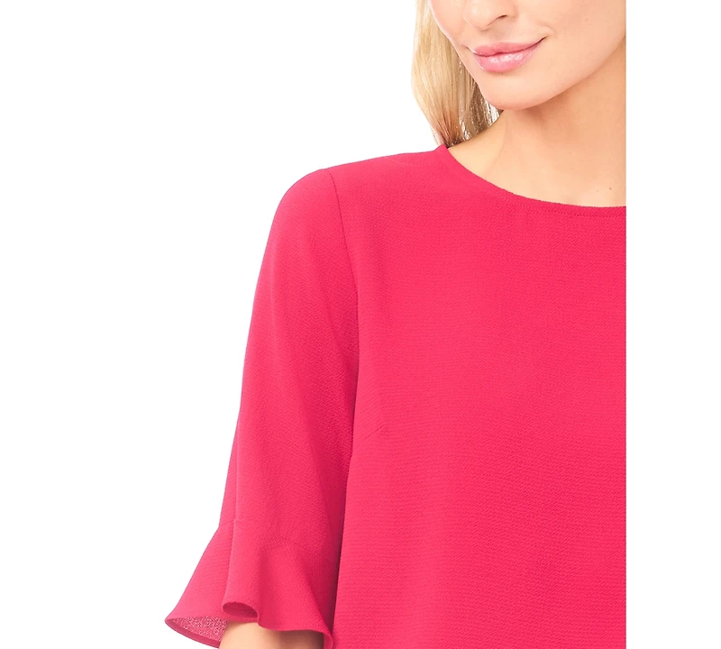 CeCe Women's Ruffled-Cuff 3/4-Sleeve Crew Neck Top