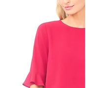 CeCe Women's Ruffled-Cuff 3/4-Sleeve Crew Neck Top