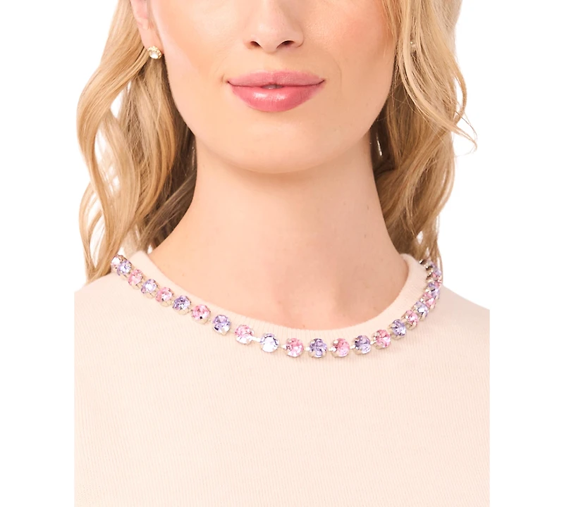 CeCe Women's Embellished Detail Crew Neck Sweater