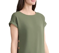 Jones New York Women's Short-Sleeve Button Detail Blouse