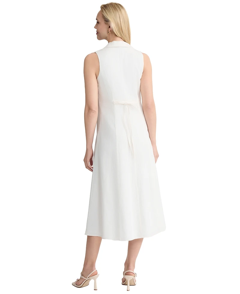 Jones New York Women's Collared Neck Linen Shirt Dress