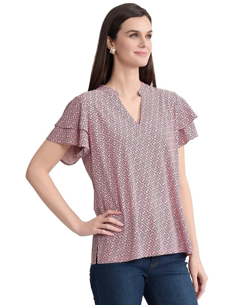 Jones New York Women's Printed Short-Sleeve Blouse