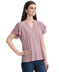 Jones New York Women's Printed Short-Sleeve Blouse