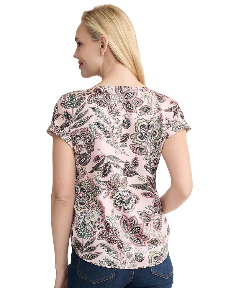 Jones New York Women's Printed Short-Sleeve Blouse