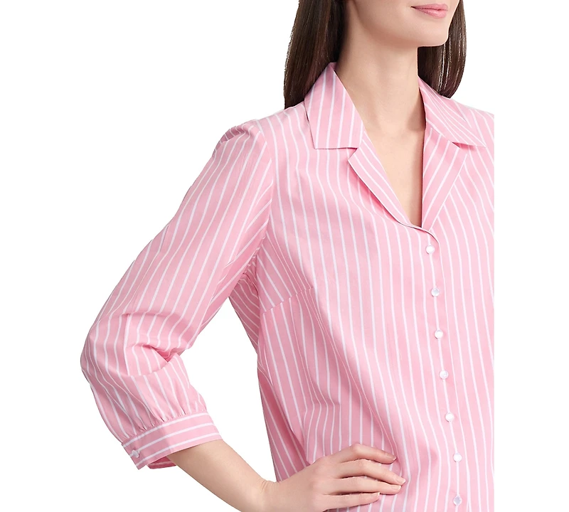 Jones New York Women's Striped Collared Neck Shirt