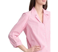 Jones New York Women's Striped Collared Neck Shirt