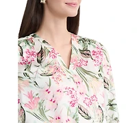 Jones New York Women's Tie-Sleeve Printed Tunic