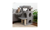 Aostirmotor Stable Cat Tree with 2-Tier Cat Condo, 33.5-Inch Multi-Level Tower with Scratching Post