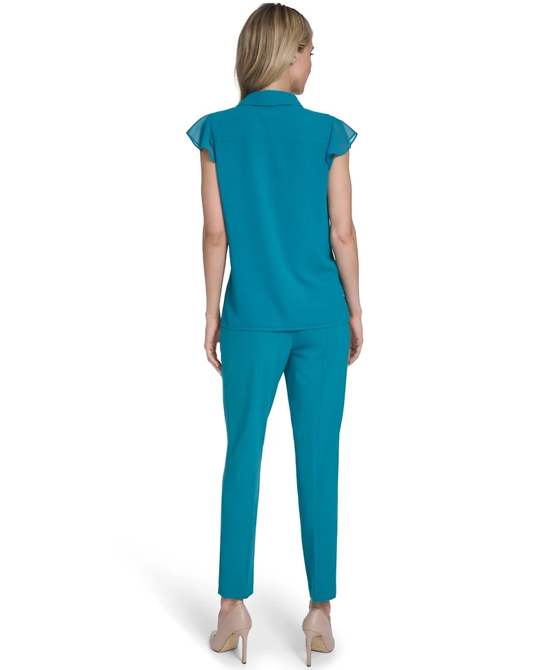 Calvin Klein Women's Cap-Sleeve Ruffle Front Top