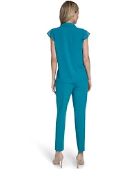 Calvin Klein Women's Cap-Sleeve Ruffle Front Top