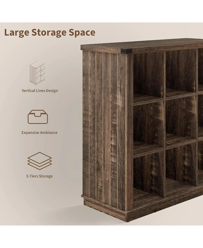 gaomon Farmhouse Bookshelf, Wood Storage Organizer, Rustic Minimalist Floor Display Cabinet for Living Room, Bedroom, Home Office