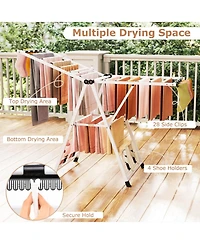 Ecooso 64" Clothes Drying Rack with Height-Adjustable Wings, Folding Laundry Rack