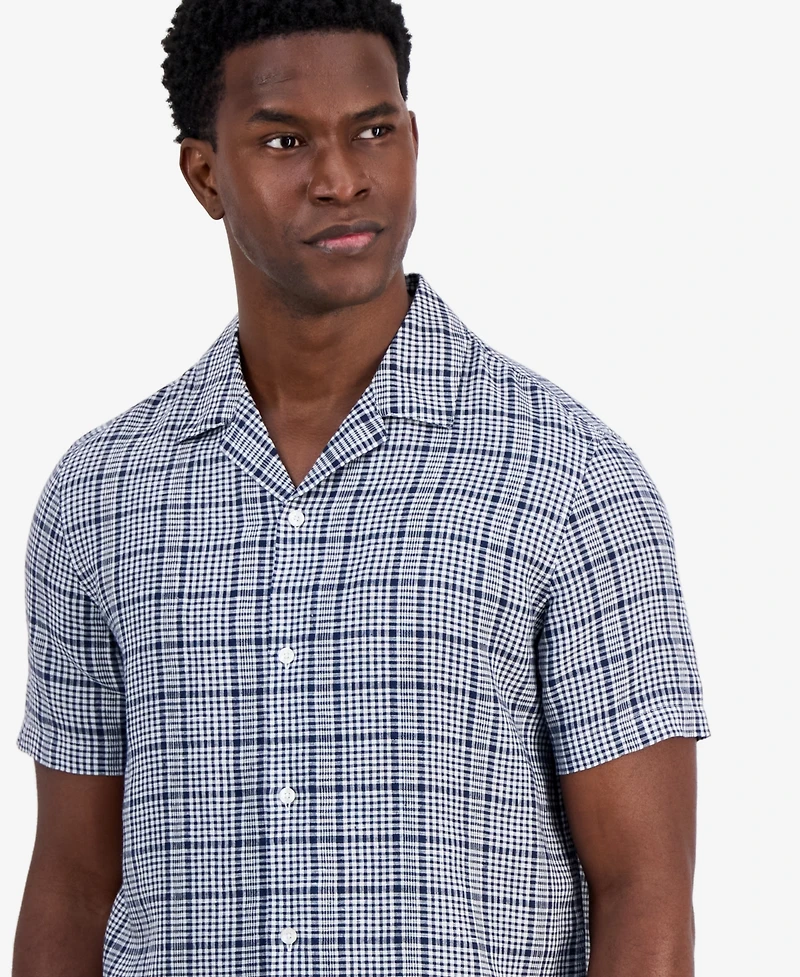 Michael Kors Men's Linen Thames Check Button-Up Shirt
