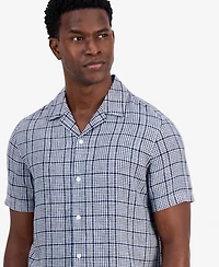 Michael Kors Men's Linen Thames Check Button-Up Shirt