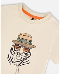 Deux par Deux Little Boys ganic Cotton Short Sleeve T-Shirt Off White