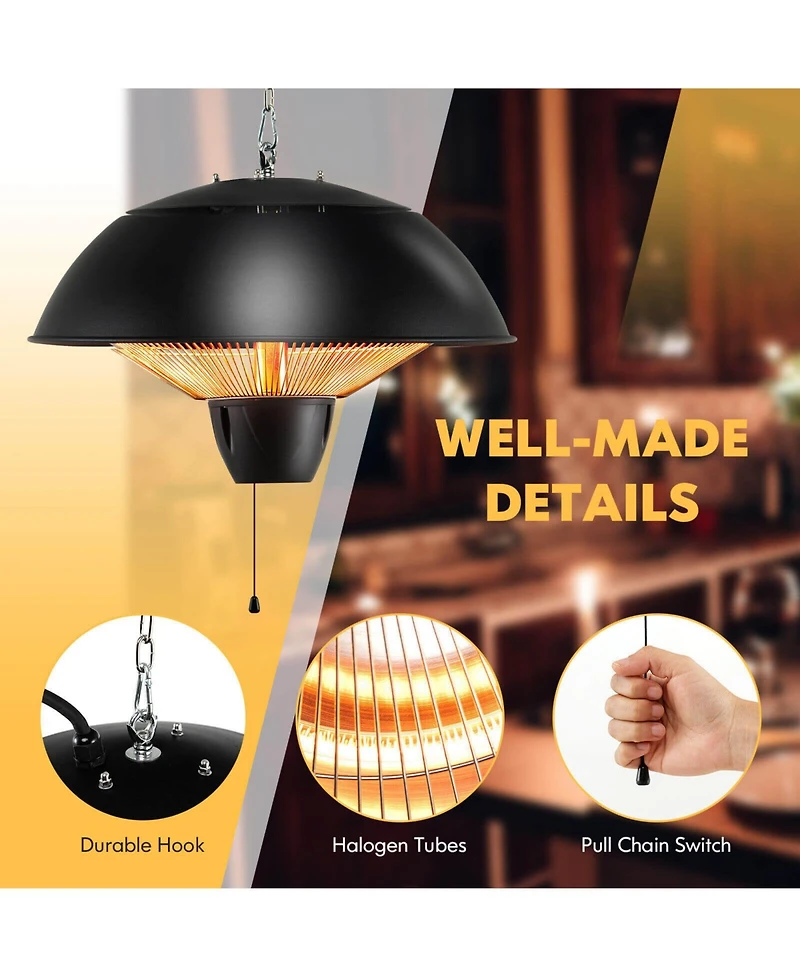 Sugift 1500W Electric Patio Heater with IPX4 Waterproof