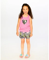Deux par Big Girls French Terry Shorts Black Multicolor