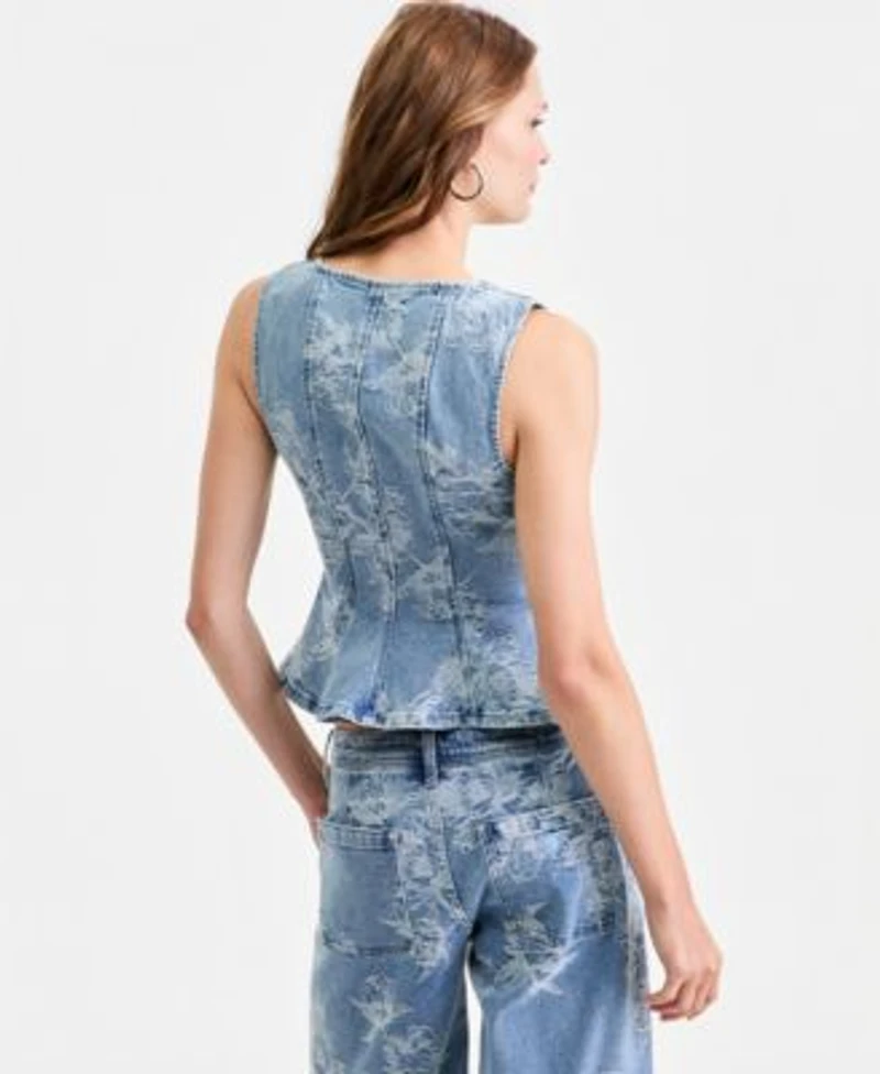 Guess Womens Ls Adison Jacket Sl Anika Peplum Top Zoya Wide Leg Crop Jeans