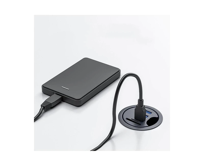 Risokeys 5 in 1 Flush Mount Desktop Usb 3.0 Hub with 5Gbps Data Transfer and Sd/Tf Card Reader