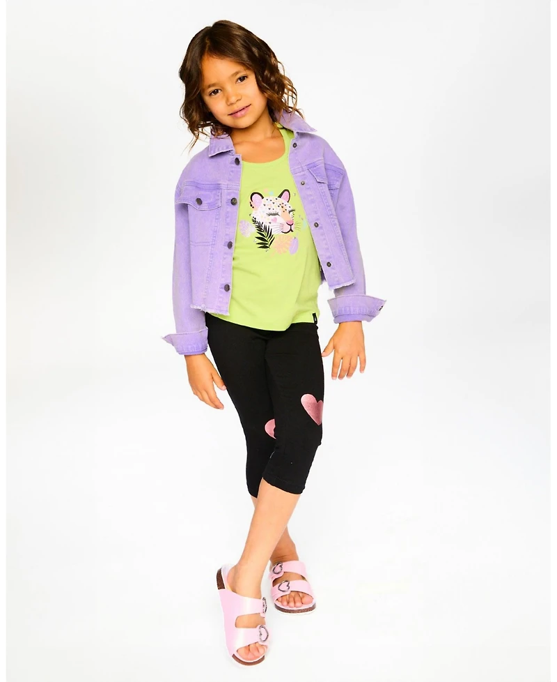 Deux par Girls Mauve Denim Jacket with Embroidery