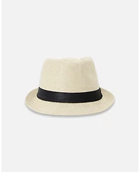 Deux par Deux Boy Fedora-Style Straw Hat Beige - Toddler|Child