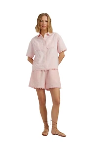 Chinti & Parker Women's Sienna Linen-Blend Scallop Edge Shirt