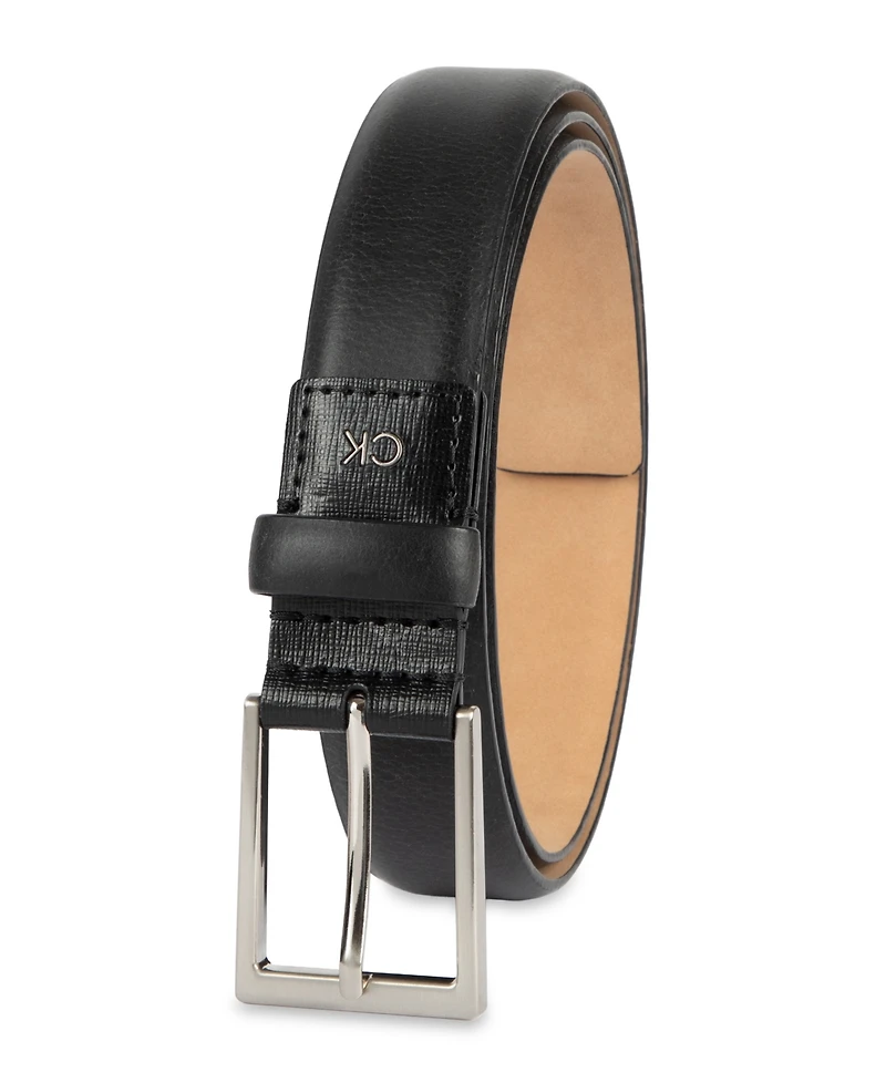 Calvin Klein Men's Smooth and Saffiano Leather Dress Belt