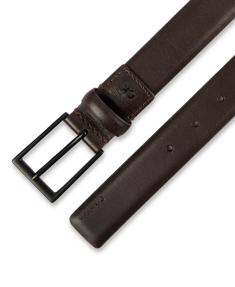 Calvin Klein Men's Smooth and Saffiano Leather Dress Belt