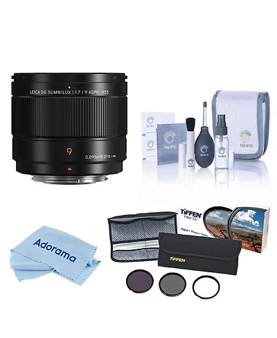 Panasonic Lumix G Leica Dg Summilux 9mm f/1.7 Aspherical Lens for Micro Four Thirds, Bundle with 55mm Essentials Filter Kit, Cleaning Kit and Cleaning