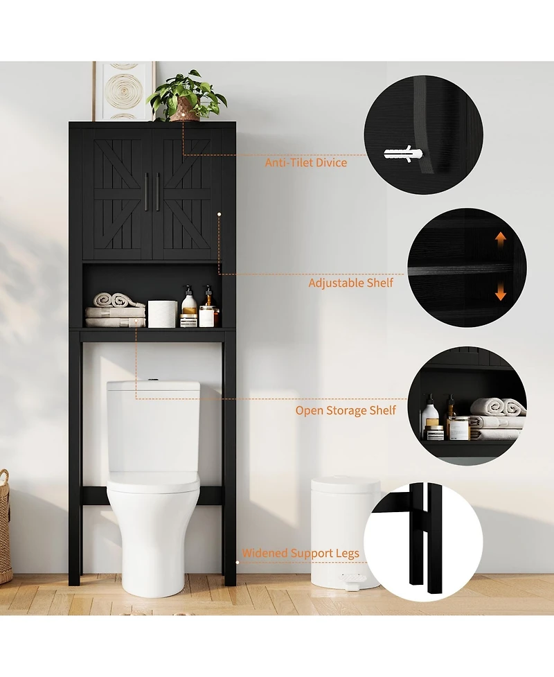 Homfan 23.6 Inches Wide Toilet Rack with Over The Storage Cabinet , Small Freestanding Space Saver