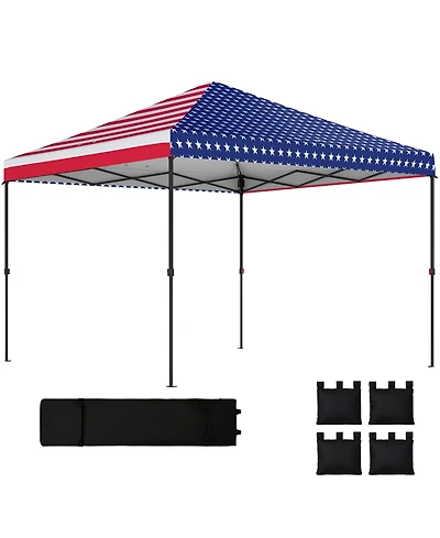 Outsunny 10 x ft Pop Up Canopy Tent with One Push Setup, Dark