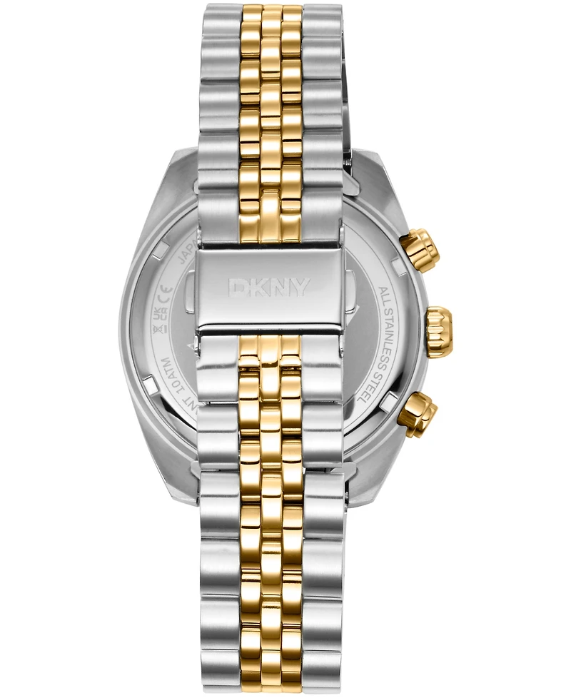 Dkny Men's Chronograph Black Dial Two-Tone Gold Stainless Steel Bracelet Watch, 42mm