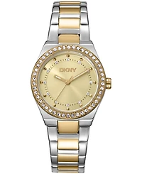 Dkny Women's Crystal Dial Markers Crystal Bezel Two-Tone Gold Stainless Steel Bracelet Watch