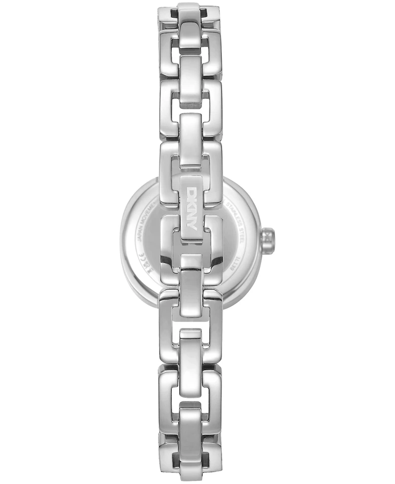 Dkny Women's Silver Crystal Accented Dial Stainless Steel Open Link Bracelet Watch