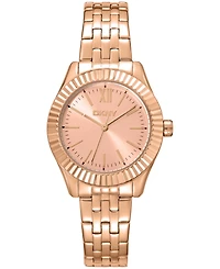 Dkny Women's Rose Gold Dial Fluted Bezel Rose-Gold Tone Stainless Steel Bracelet Watch, 30mm