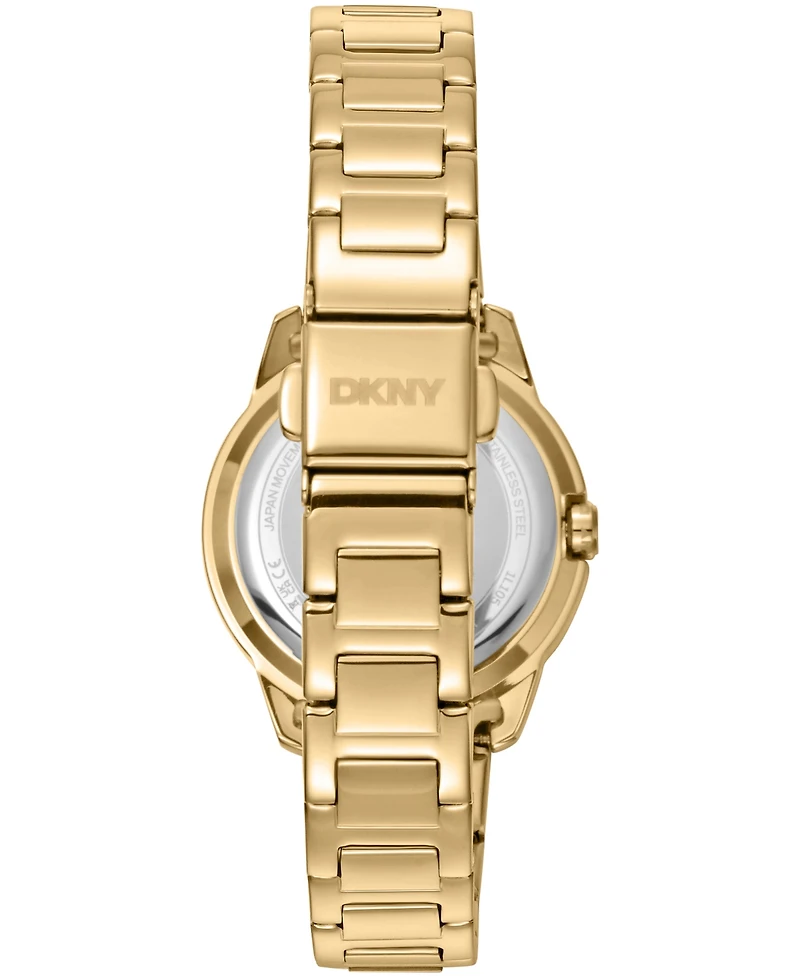 Dkny Women's Green Dial Crystal Bezel Gold-Tone Stainless Steel Bracelet Watch, 30mm