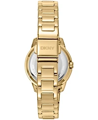 Dkny Women's Green Dial Crystal Bezel Gold-Tone Stainless Steel Bracelet Watch, 30mm