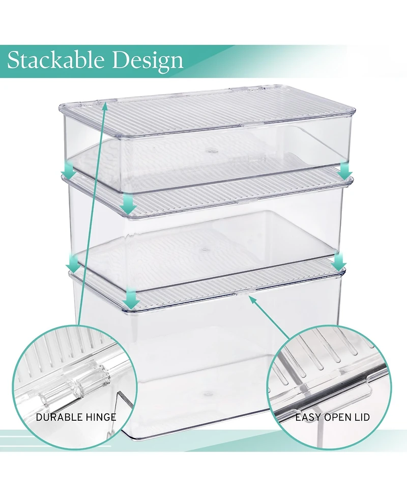 Sorbus Storage Bins For Pantry & Fridge With Hinged Lids (3 Piece Variety)