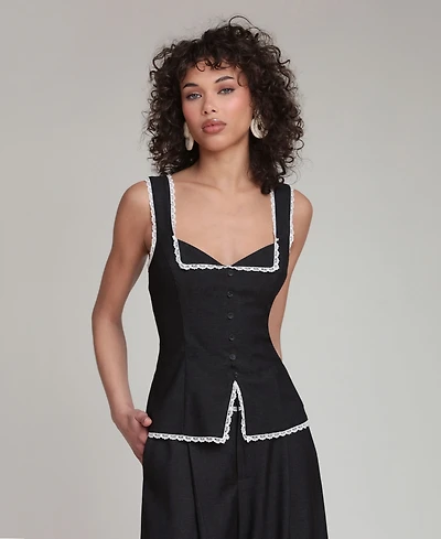 Avec Les Filles Women's Portrait Sweetheart Neck Adjustable Top