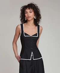 Avec Les Filles Women's Portrait Sweetheart Neck Adjustable Top