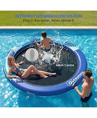 Outsunny 8FT Inflatable Water Hammock Floating Ring Dock Platform,