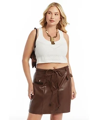 June & Vie Women's and Pointelle Cropped Sweater