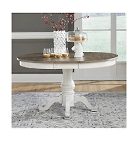 Liberty Furniture Ocean Isle Pedestal Table Set in Antique White w/ Weathered Pine