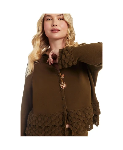 June & Vie Women's Ruffled Peplum Cardigan Sweater